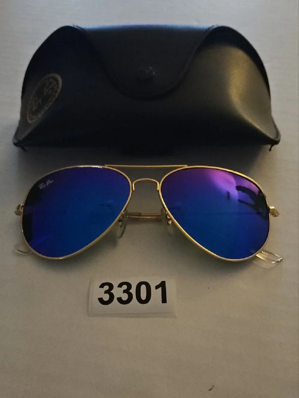 Ray-Ban RB3025 Men’s Gold Aviator Sunglasses W/ Blue Mirrored Lenses 58 14 130